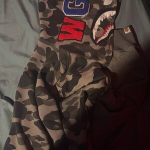 Bape Camouflage Shark Hoodie Jacket - Black and Gray